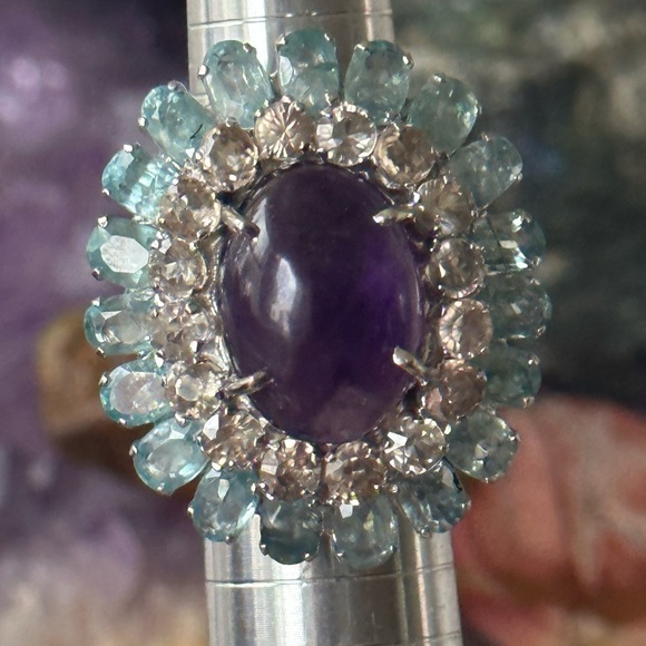 Gorgeous high end gemstone statement cocktail sterling silver ring - Picture 7 of 10
